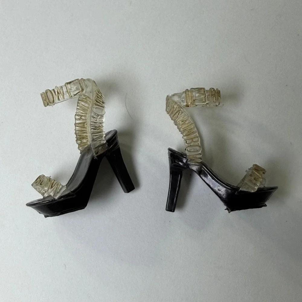 MGA Rainbow High Doll Black Platform Heel Shoes Clear Rainbow Logo Straps‎